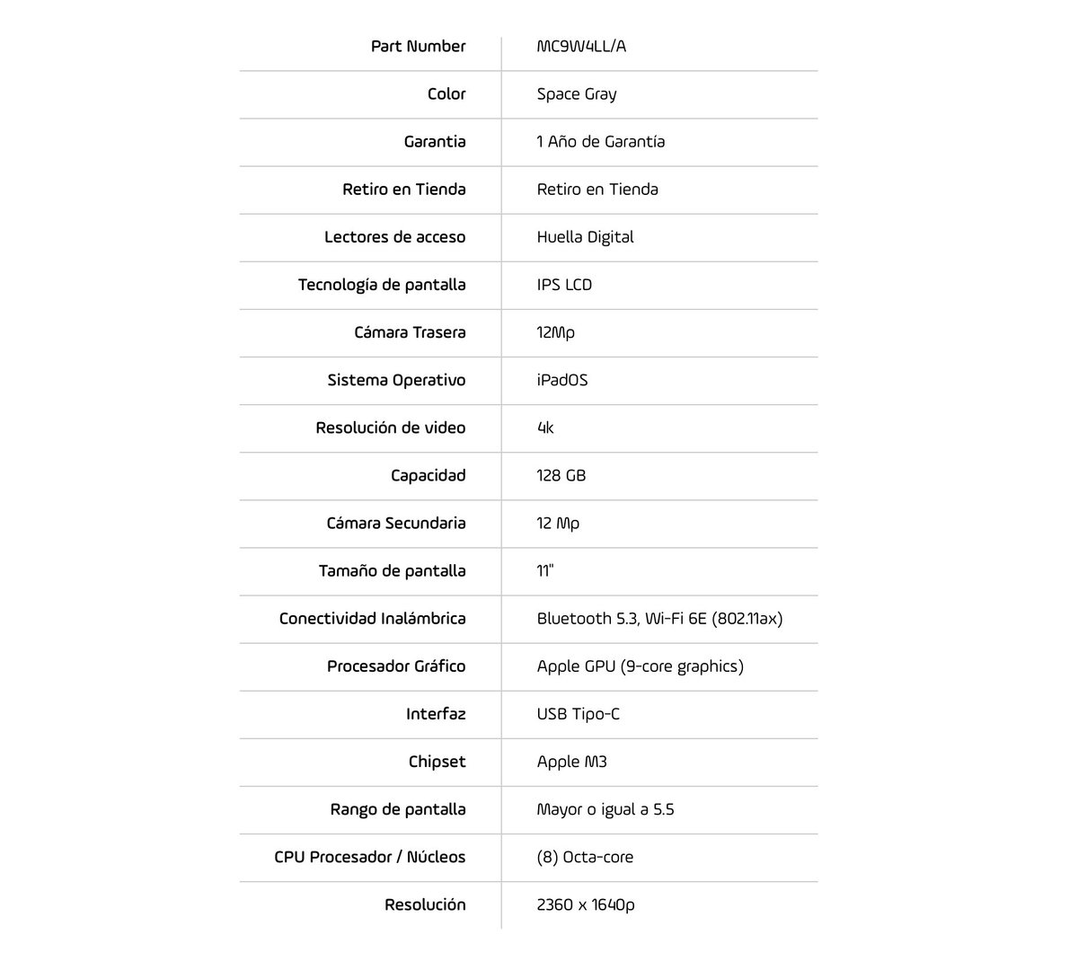 iPad Air (2025) 11" M3 Wifi 128GB MC9W4LL/A - Space Gray - 6