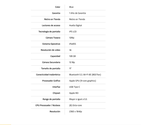 iPad Air (2025) 11" M3 Wifi 128GB MC9X4LL/A - Blue