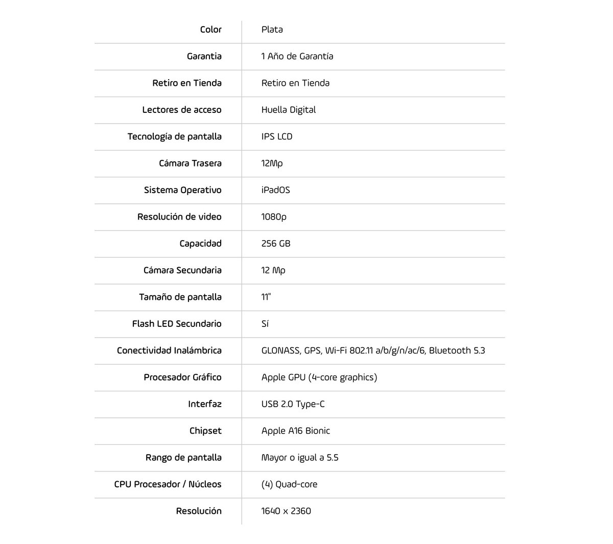 iPad 11" A16 (2025) Wifi 256GB MD4G4LL/A - Plata - 5