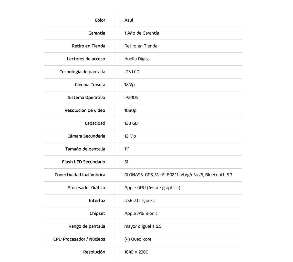 iPad 11" A16 (2025)  Wifi 128GB MD4A4LL/A - Azul - 5