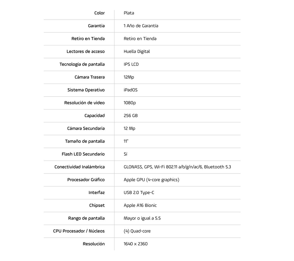  iPad 11" A16 (2025) Wifi 128GB MD3Y4LL/A - Plata - 5