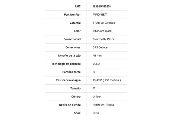 Apple Watch Ultra 3 49MM - (GPS + Celular) Caja De Titanium Black Y Correa Milanese Loop En Color Titanium Black 