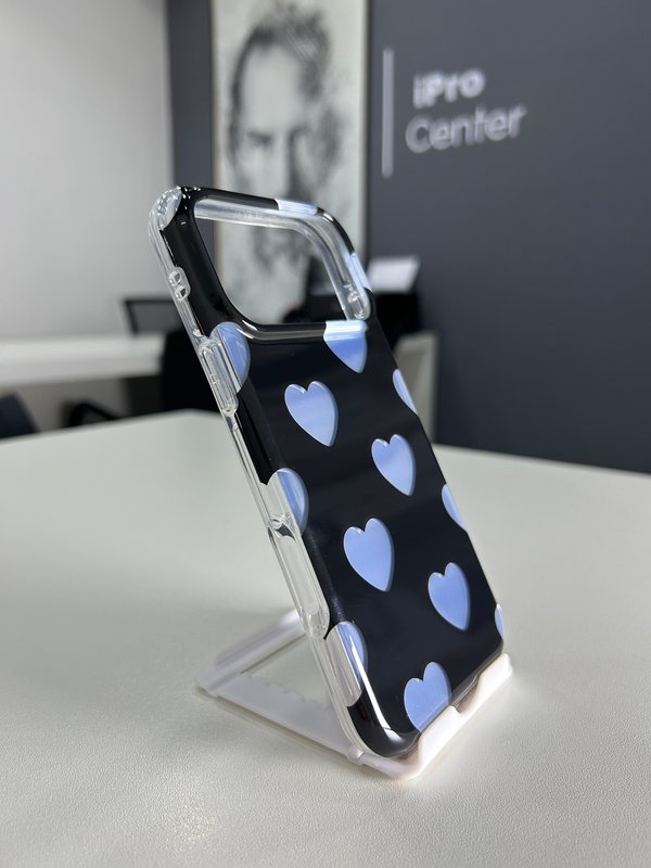 Case resistente con diseño de corazones plateado y efecto Animal Print - 17 Pro/ 17 Pro Max 