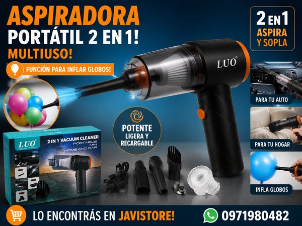 Aspiradora portátil 2 en 1 multiuso, función para inflar globos!!