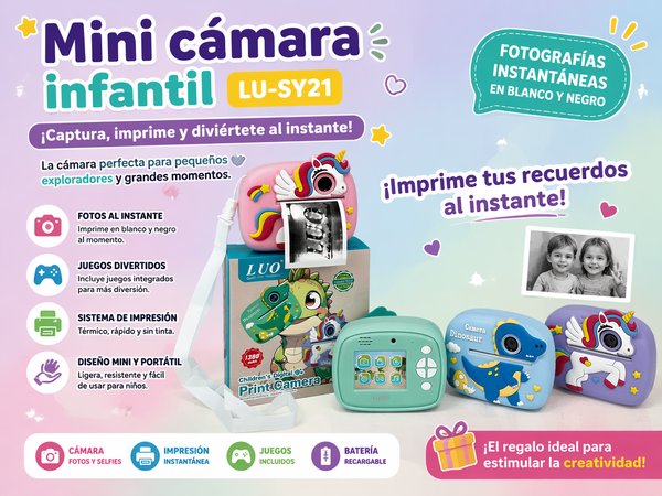 Mini camara infantil, captura imágenes e imprime!!