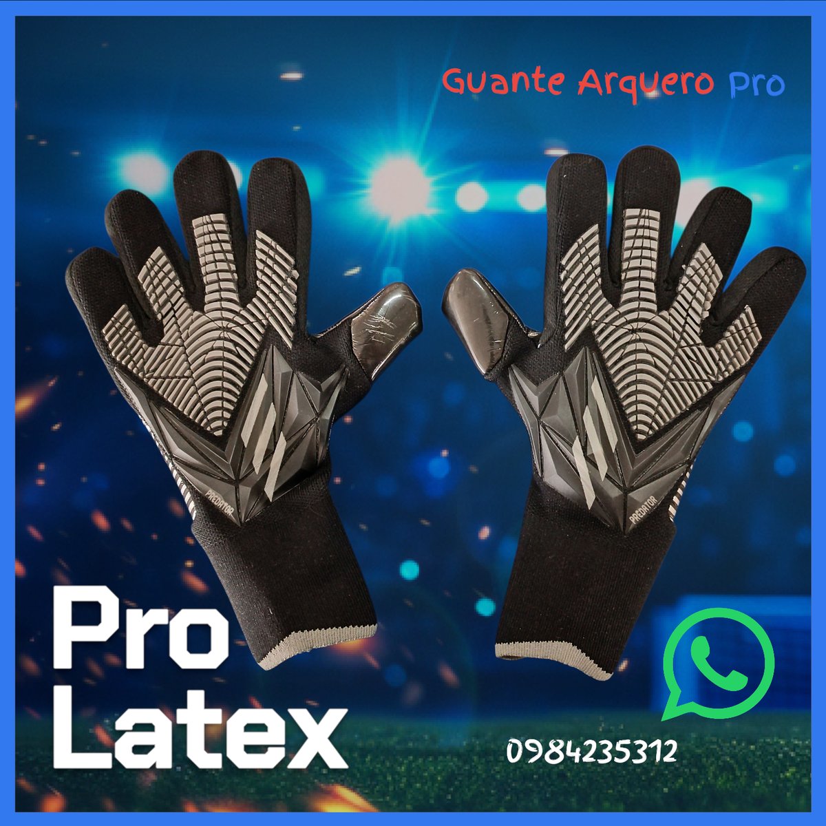 Guante Arquero Pro Latex Negro gris