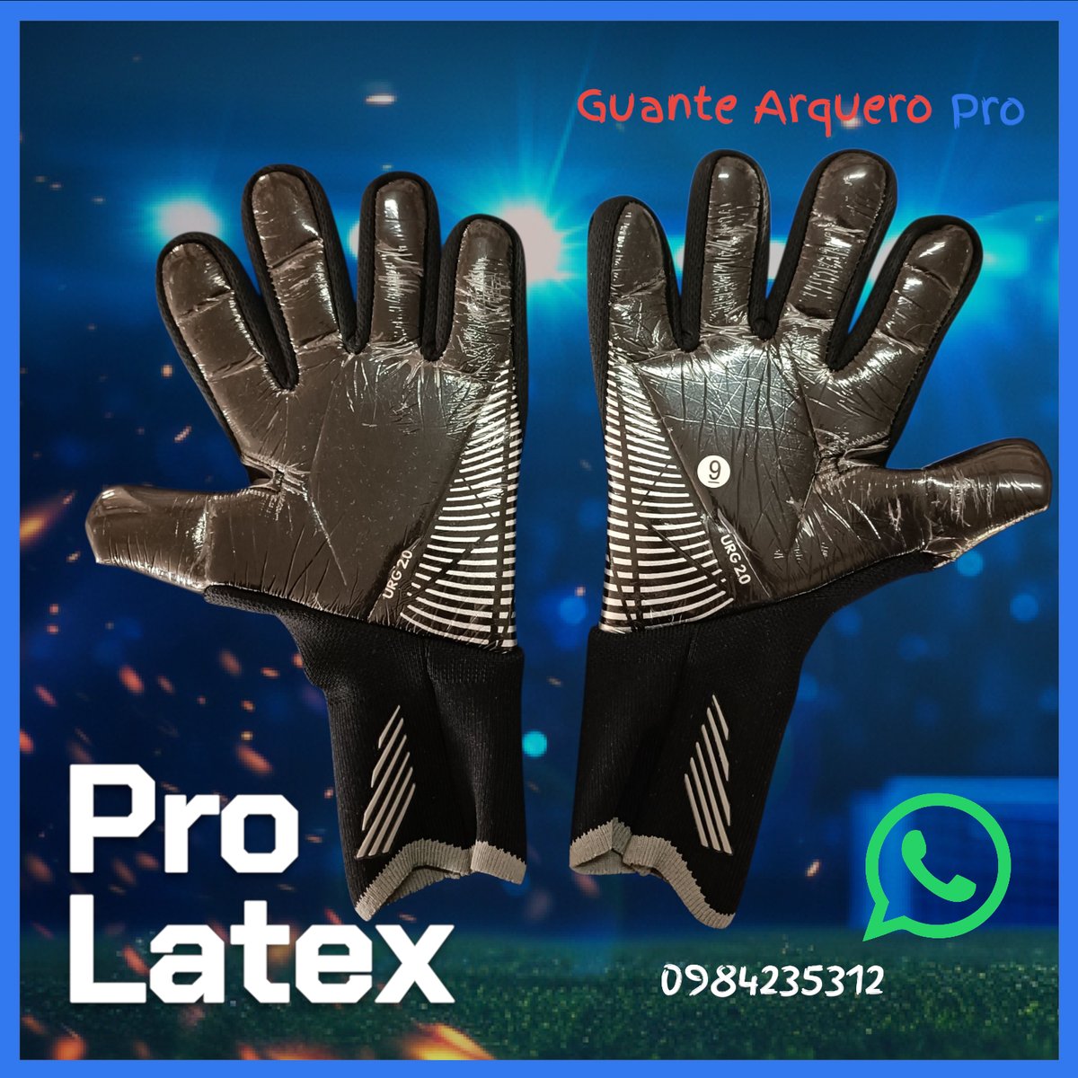 Guante Arquero Pro Latex Negro gris - 2