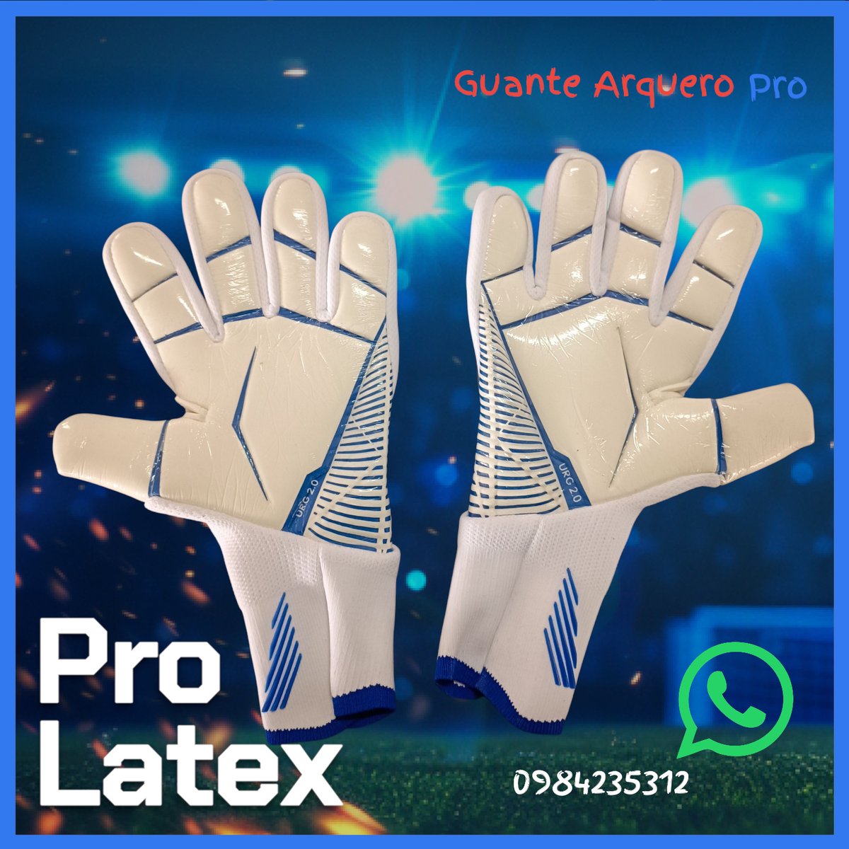 Guante Arquero Pro Latex Blanco Azul - 2