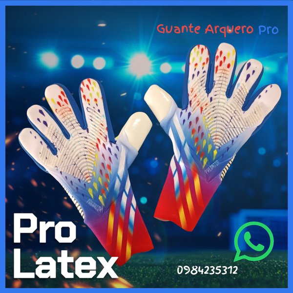 Guante Arquero Pro Latex Blanco Azul Rojo