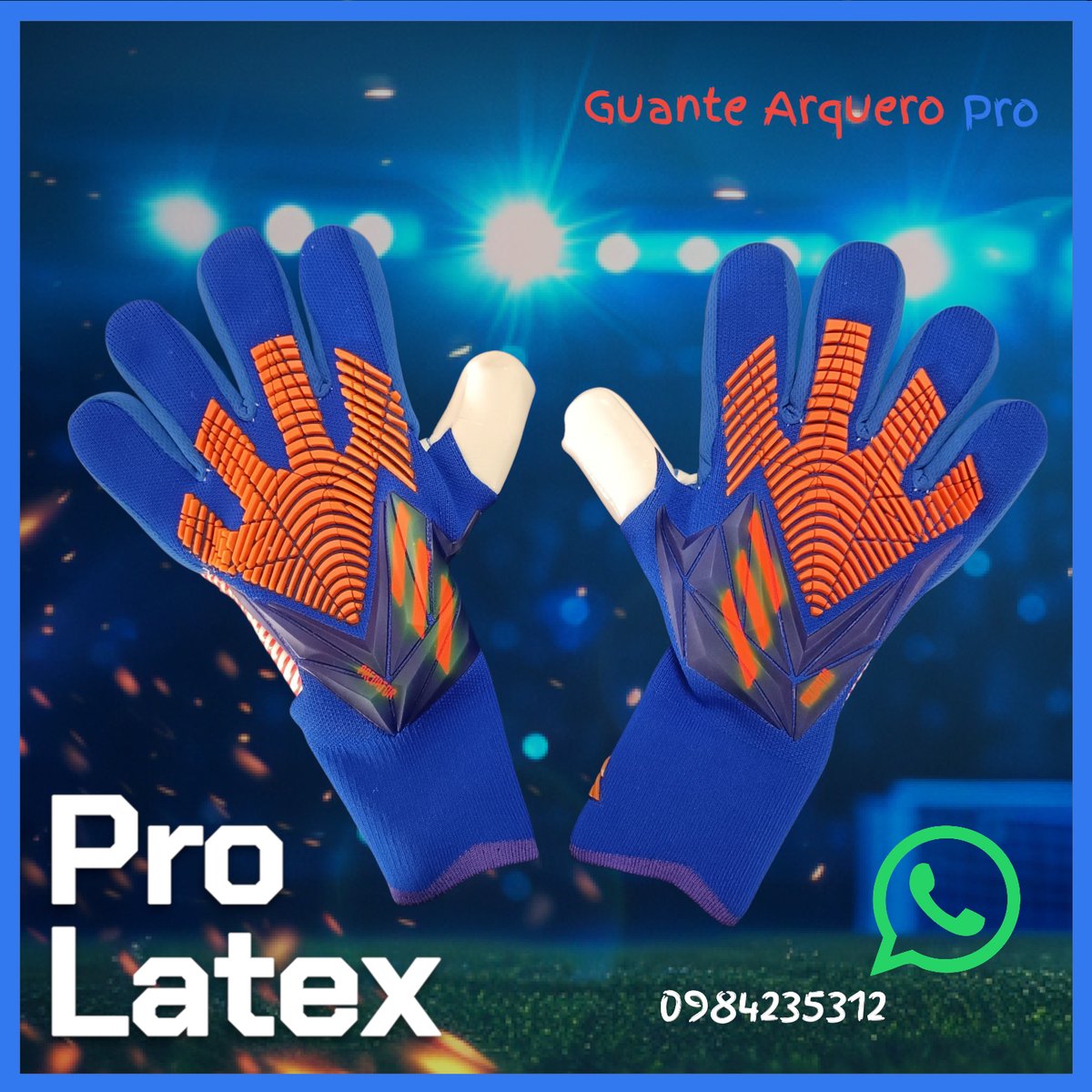 Guante Arquero Pro Latex Azul, Naranja blanco