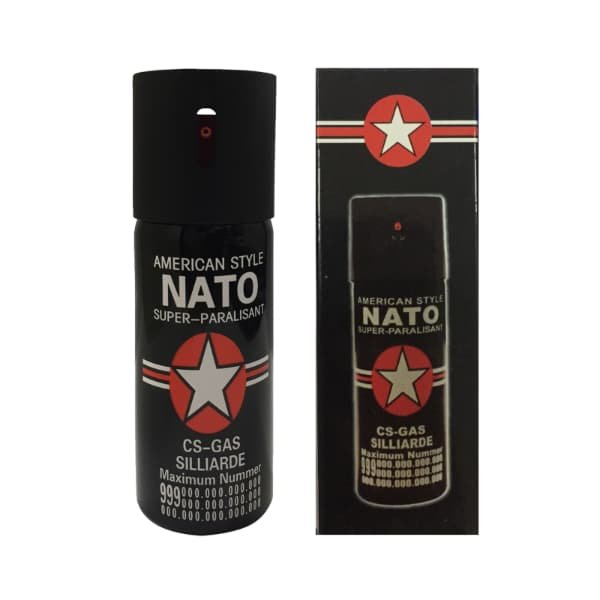 Spray Defensa Personal NATO CS 50ml Alcance 3m Compacto 