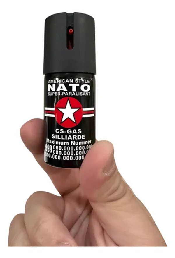 Spray Defensa Personal NATO CS 50ml Alcance 3m Compacto 