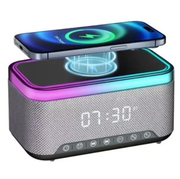 Altazoz con cargador inalambrico y reloj despertador digital