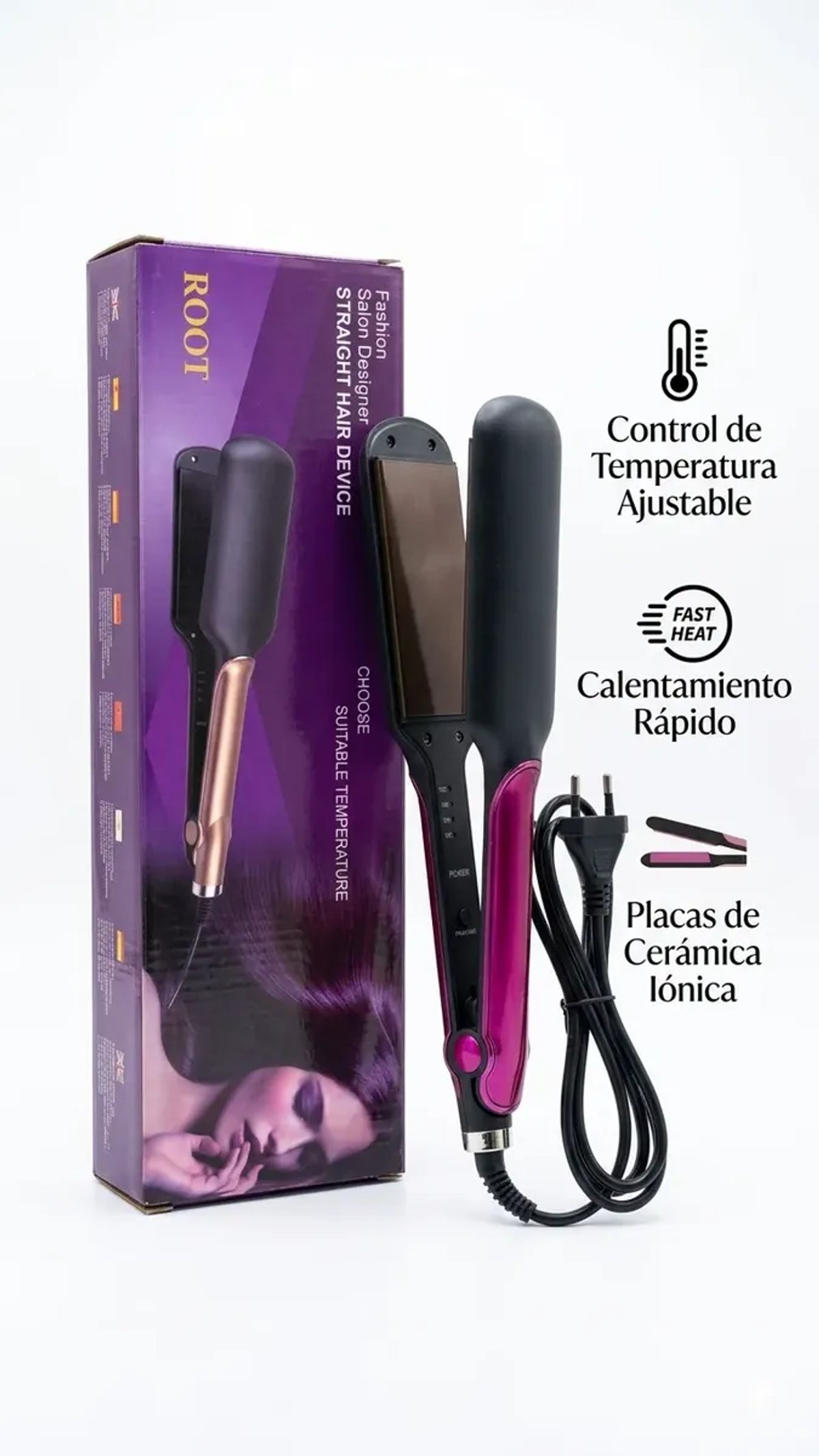 Plancha de Pelo Root Profesional Ceramica Ionica Alisado Salon - 4