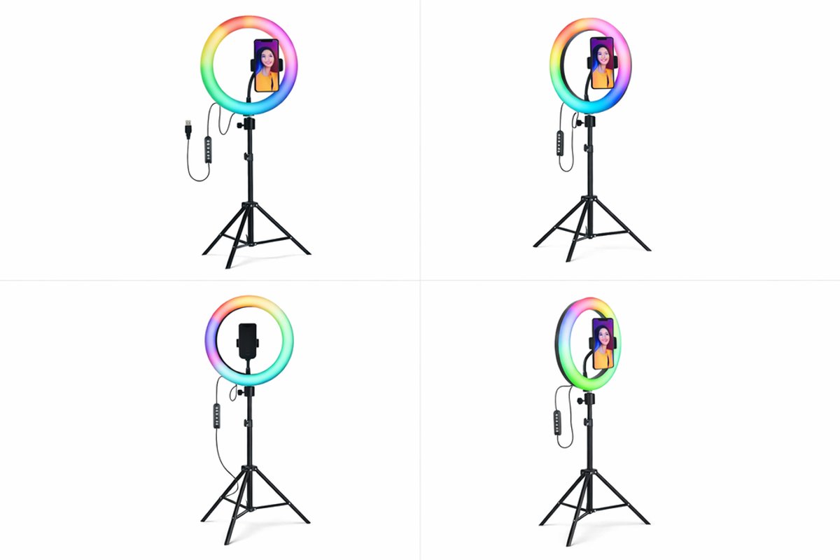 Tripode 2.1m con Aro de Luz RGB 10" USB para Streaming - 2