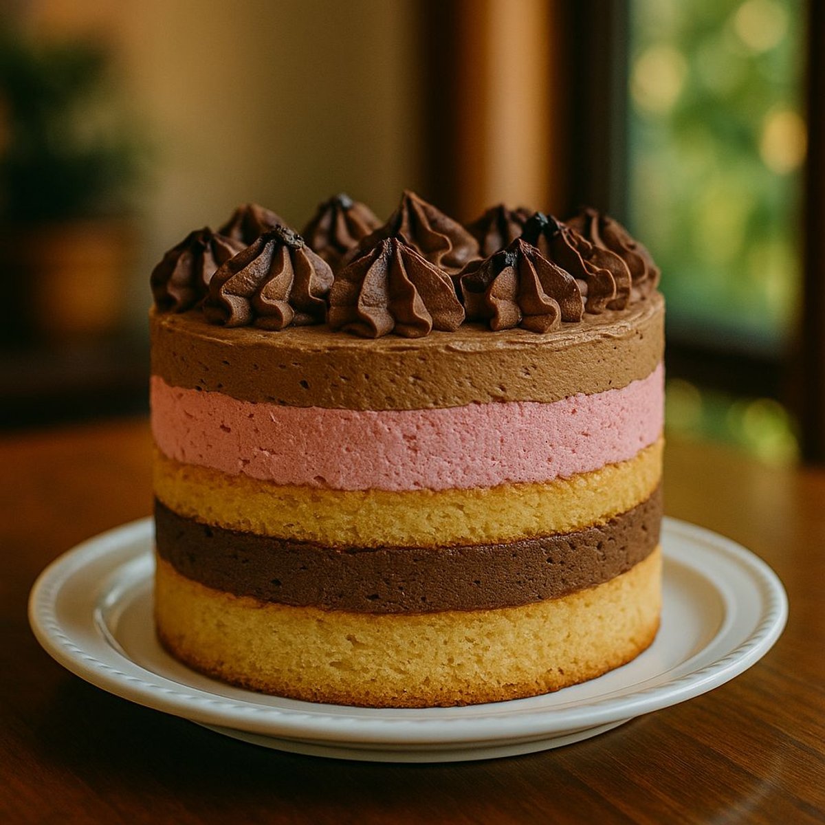 Pastel/torta Keto Mousse de fritilla con Mousse de chocolate