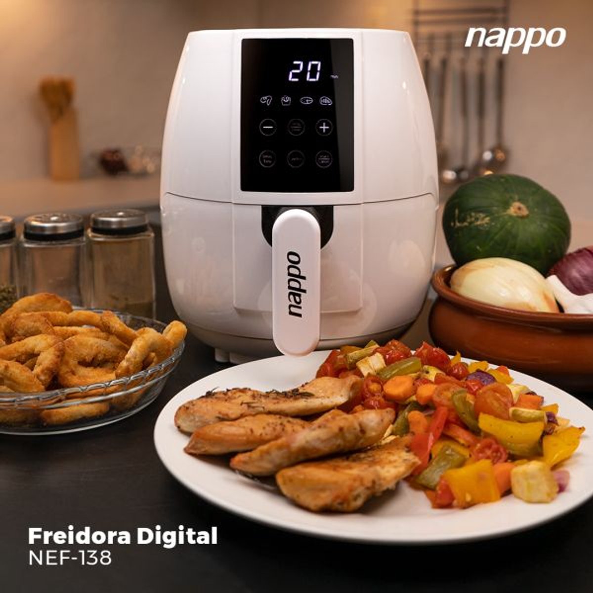 Freidora Nappo 3,2L Digital Blanco
