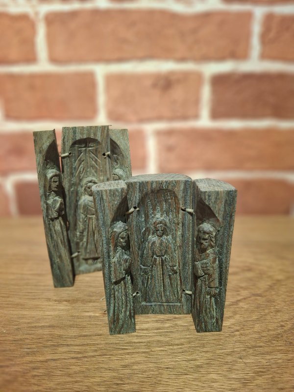 Triptico Pequeño Sagrada Familia en Palo Santo