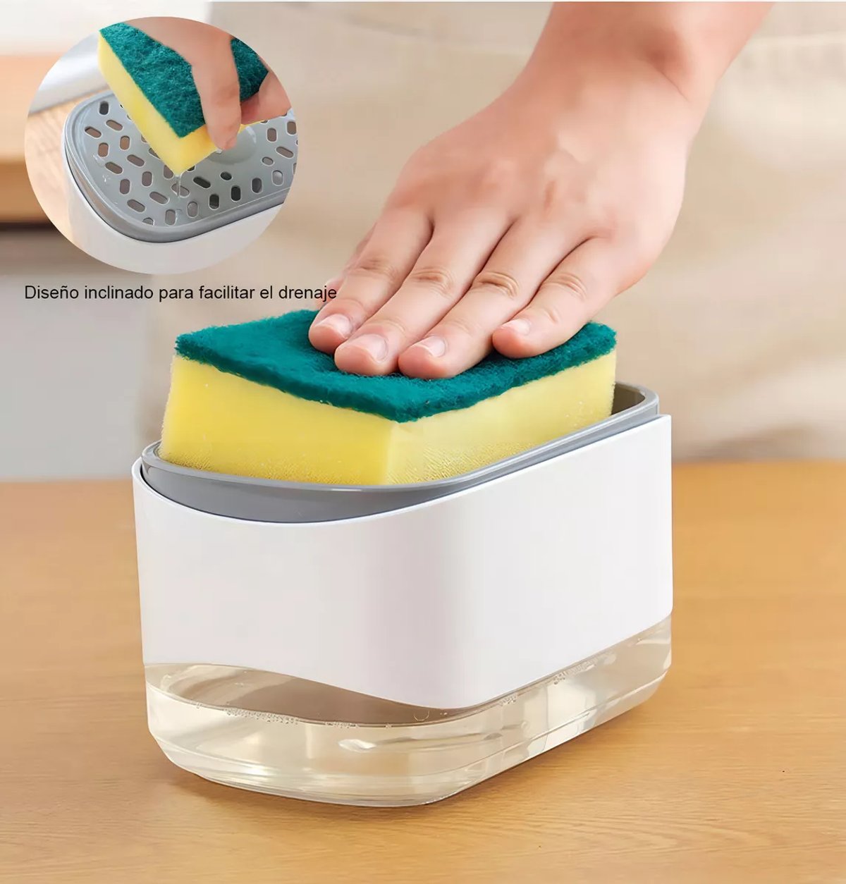 PORTA ESPONJA CON DISPENSADOR DE JABON - 2