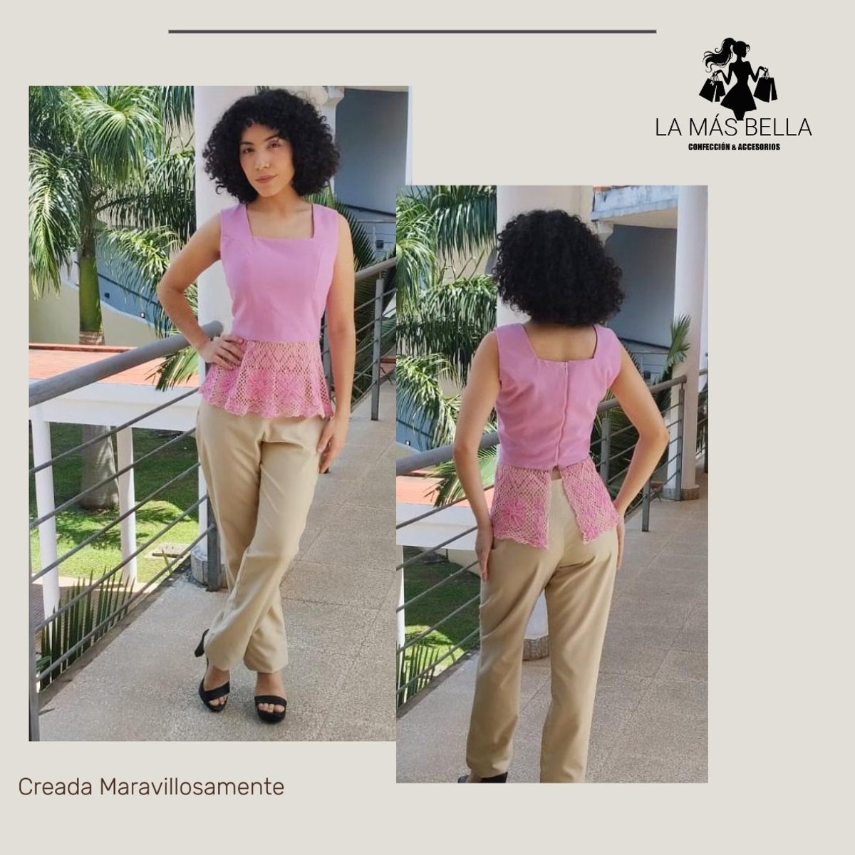 Blusa peplum,pantalón de corte recto
