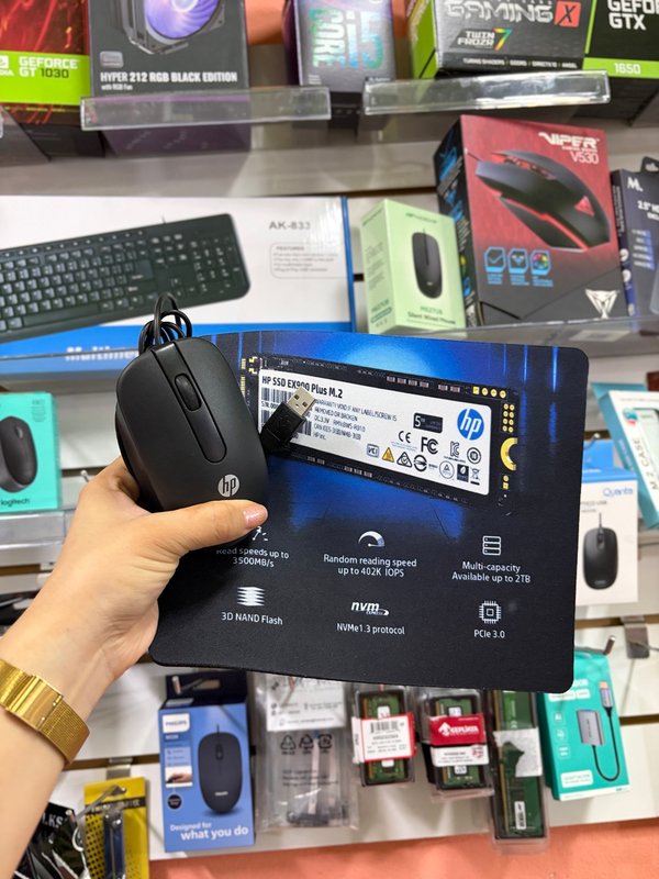 Mouse USB HP + Mousepad HP