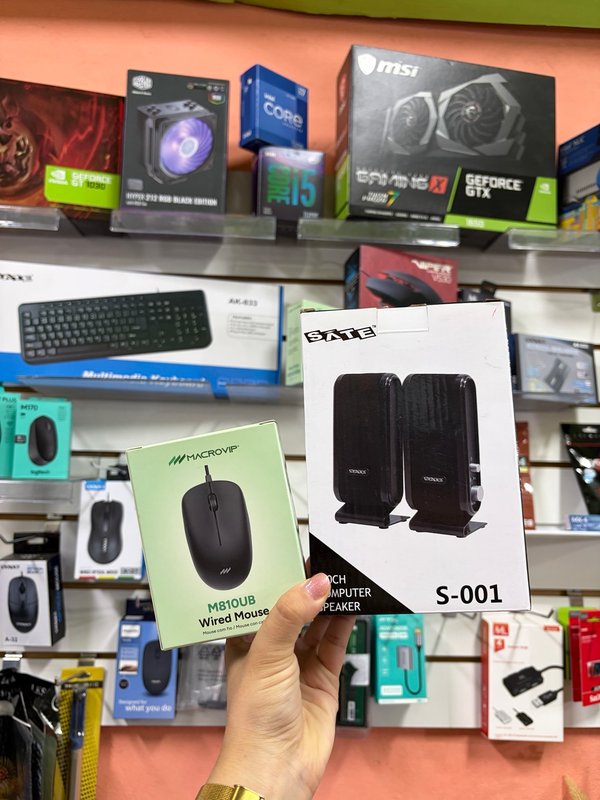 Mouse USB Macrovip + Parlantes Satellite
