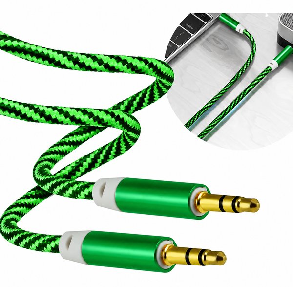 Cable Auxiliar de Audio 1,5 Metros - Cordón Verde