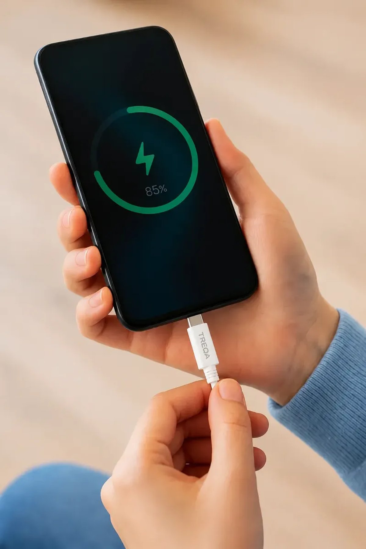 Cable USB-C a USB-C 2m Treqa - Blanco - 3