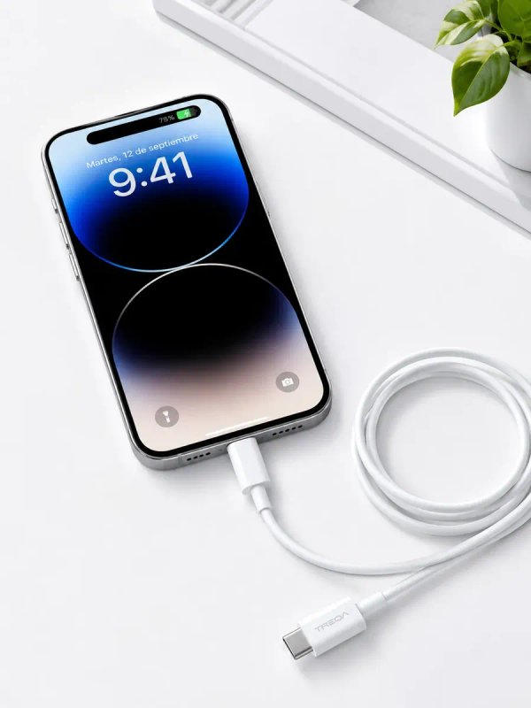 Cable USB-C a USB-C 2m Treqa - Blanco