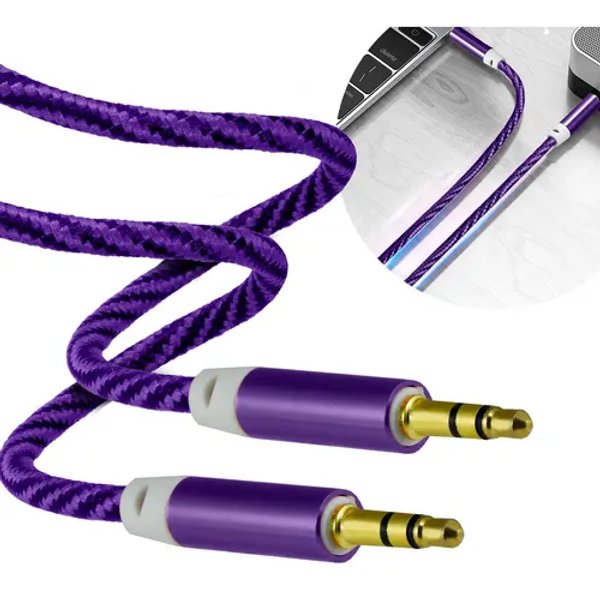 Cable Auxiliar de Audio 1,5 Metros - Cordón Lila