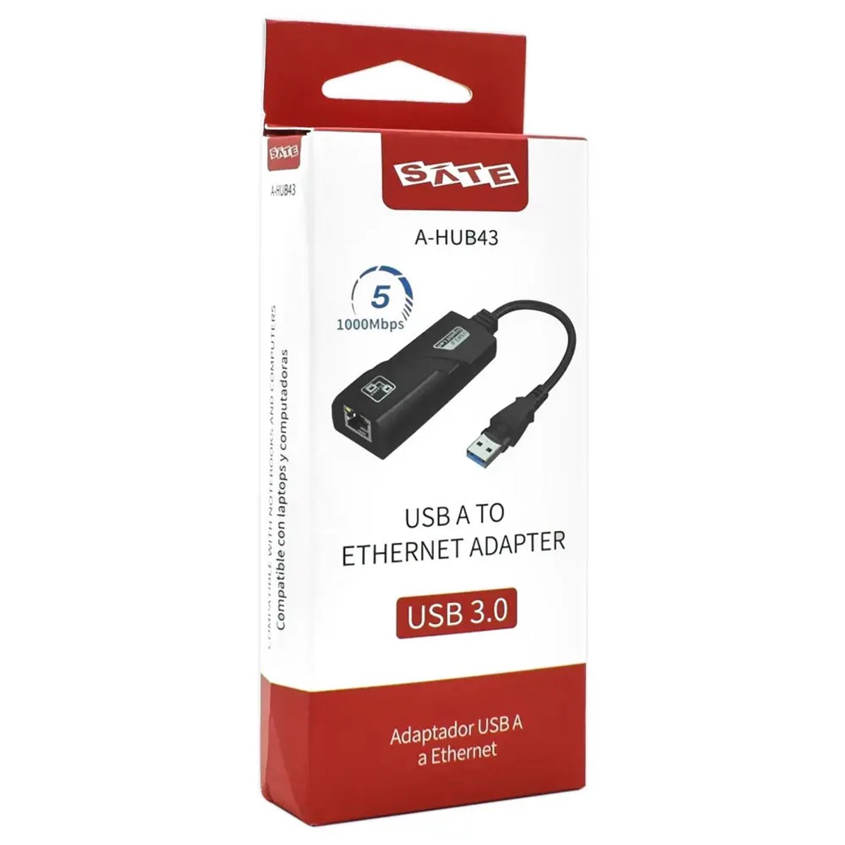 Adaptador USB 3.0 a RJ45 Gigabit SATE A-HUB43 – 1000 Mbps - 2