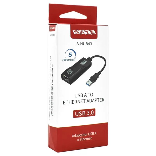 Adaptador USB 3.0 a RJ45 Gigabit SATE A-HUB43 – 1000 Mbps