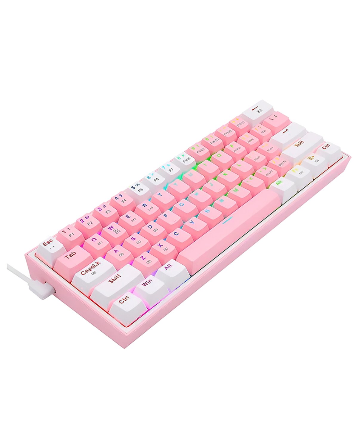 Teclado Gamer Mecánico Redragon K617-R Fizz Rainbow Mini USB RGB – Rosa / Blanco - 2
