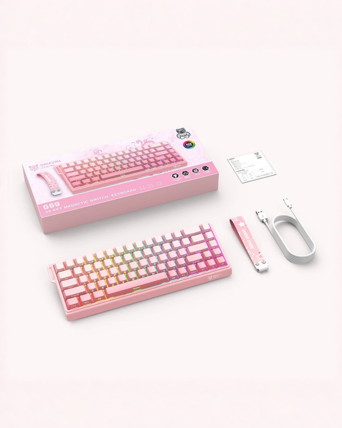 Teclado Gamer Magnético Onikuma G69 USB / RGB – Rosa - 2