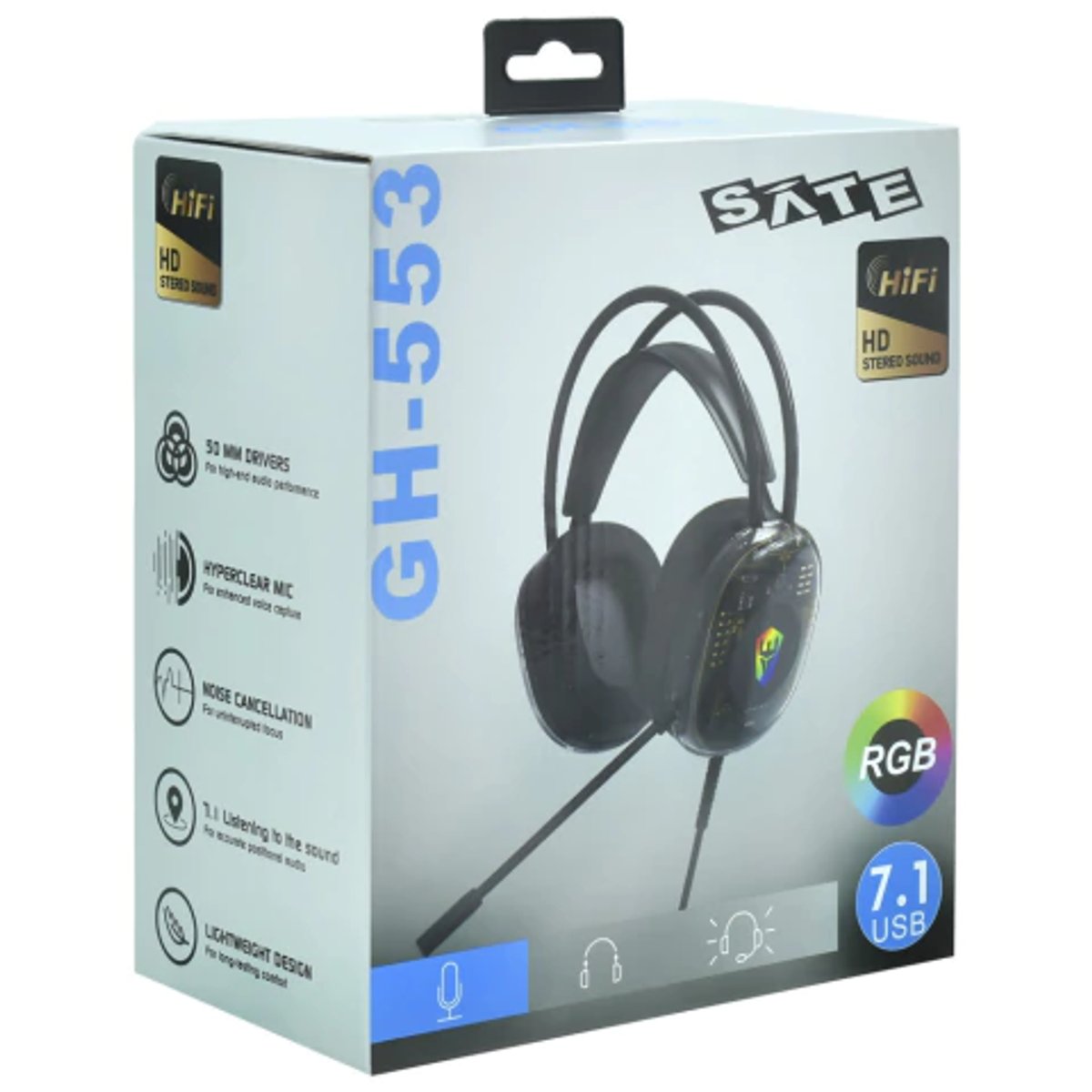 Auriculares Gamer Satellite GH-553 RGB USB 7.1 - Negro - 2
