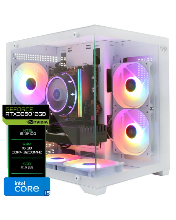 PC Gamer Intel Core i5-12400 / 16GB RAM / SSD 512GB / GeForce RTX 3060 12GB – Blanco