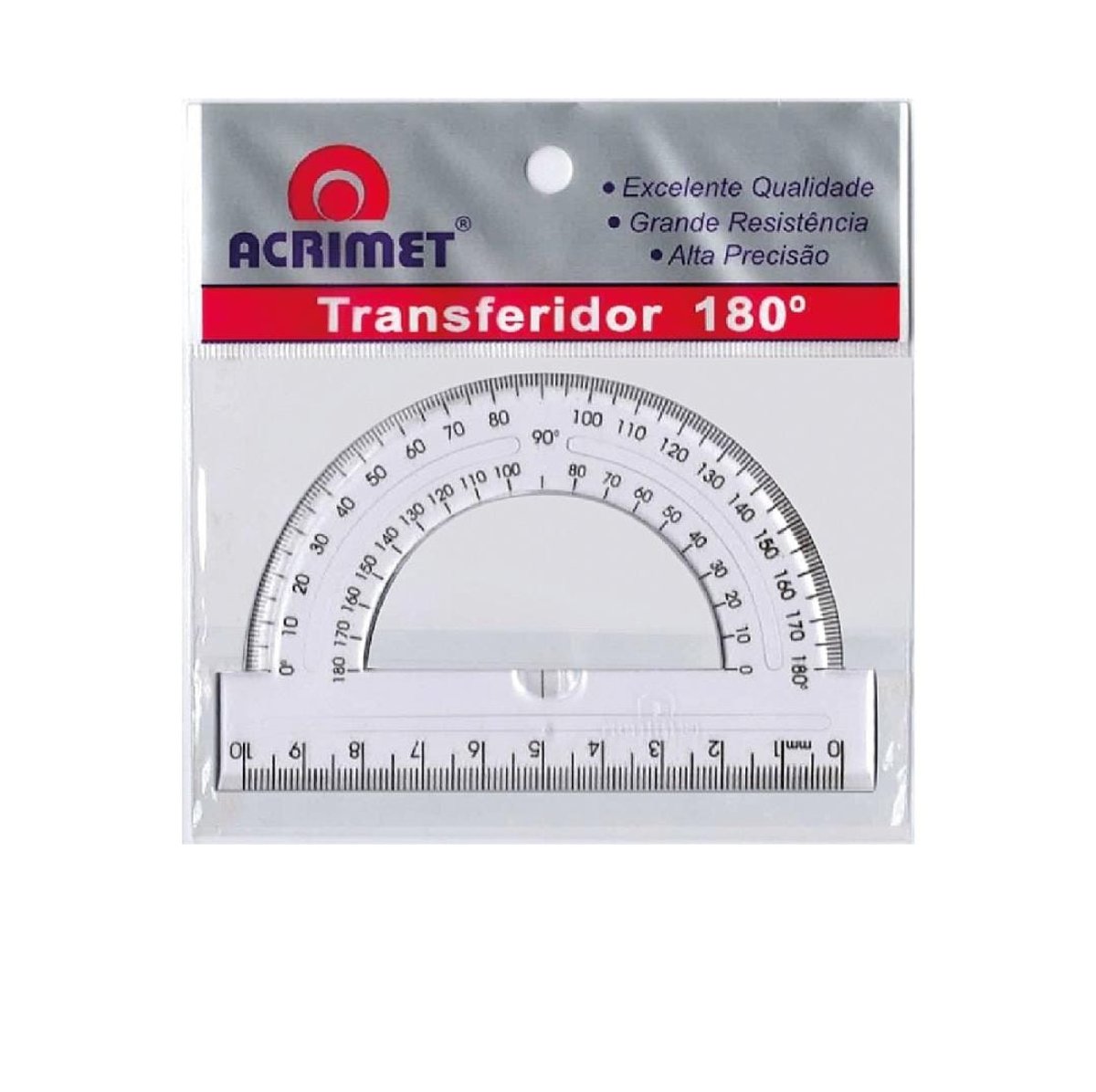 Transportador Acrimet 10cm x 180° Blister 551.0