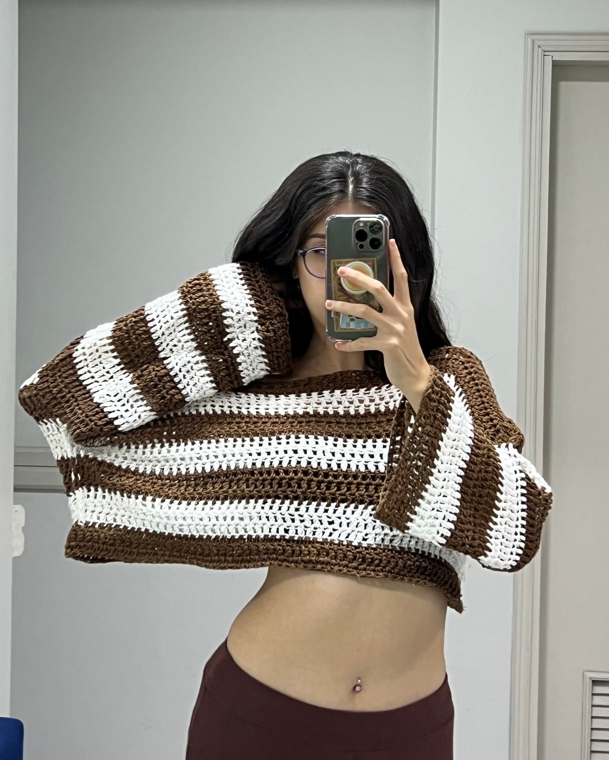 sweater rayado oversize (crop) – dos tonos