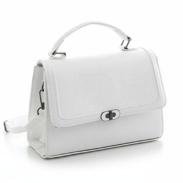 Cartera Elegante Blanca con Asa Superior y Correa Ajustable