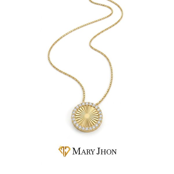 Cadena círculo de luz bañado en oro 18k