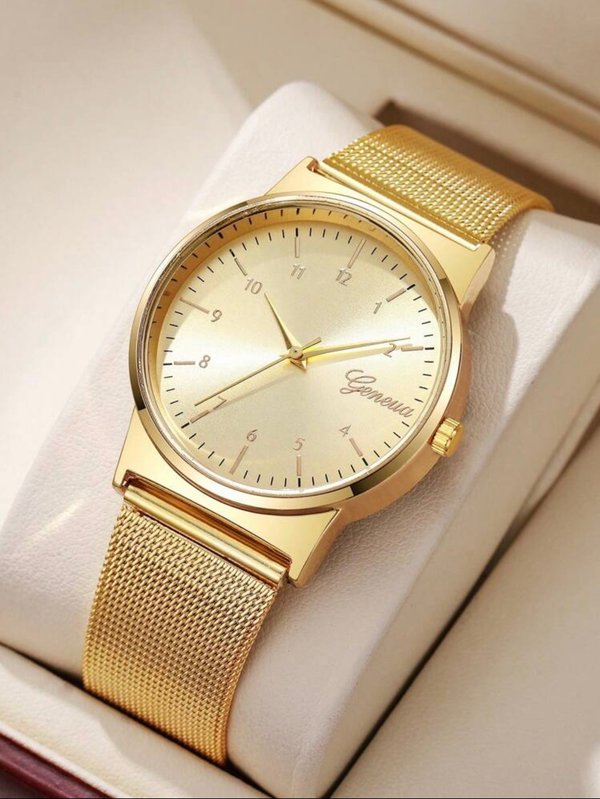 Reloj de cuarzo dorado