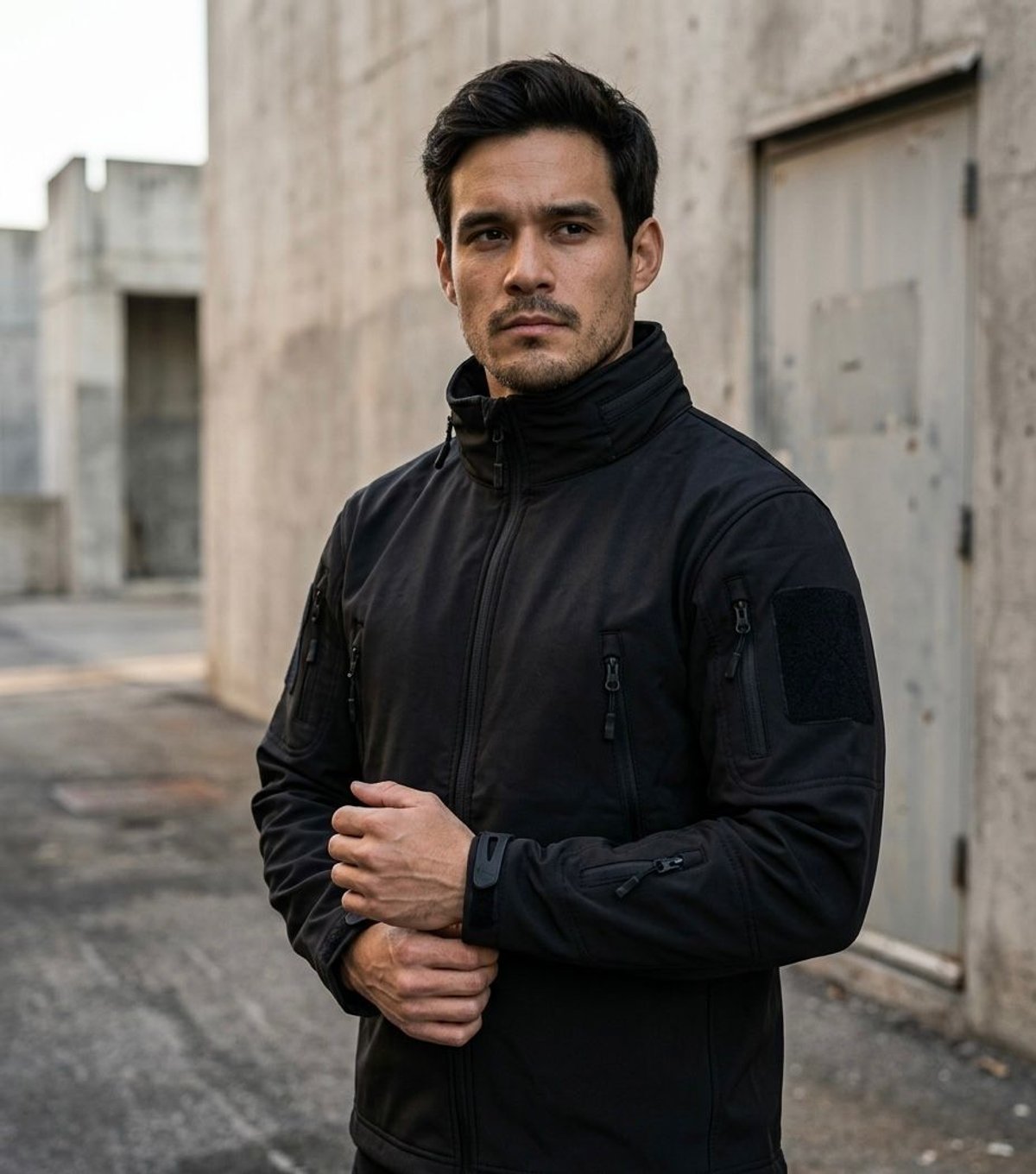 CAMPERA TÁCTICA IMPERMEABLE NEGRA - 2