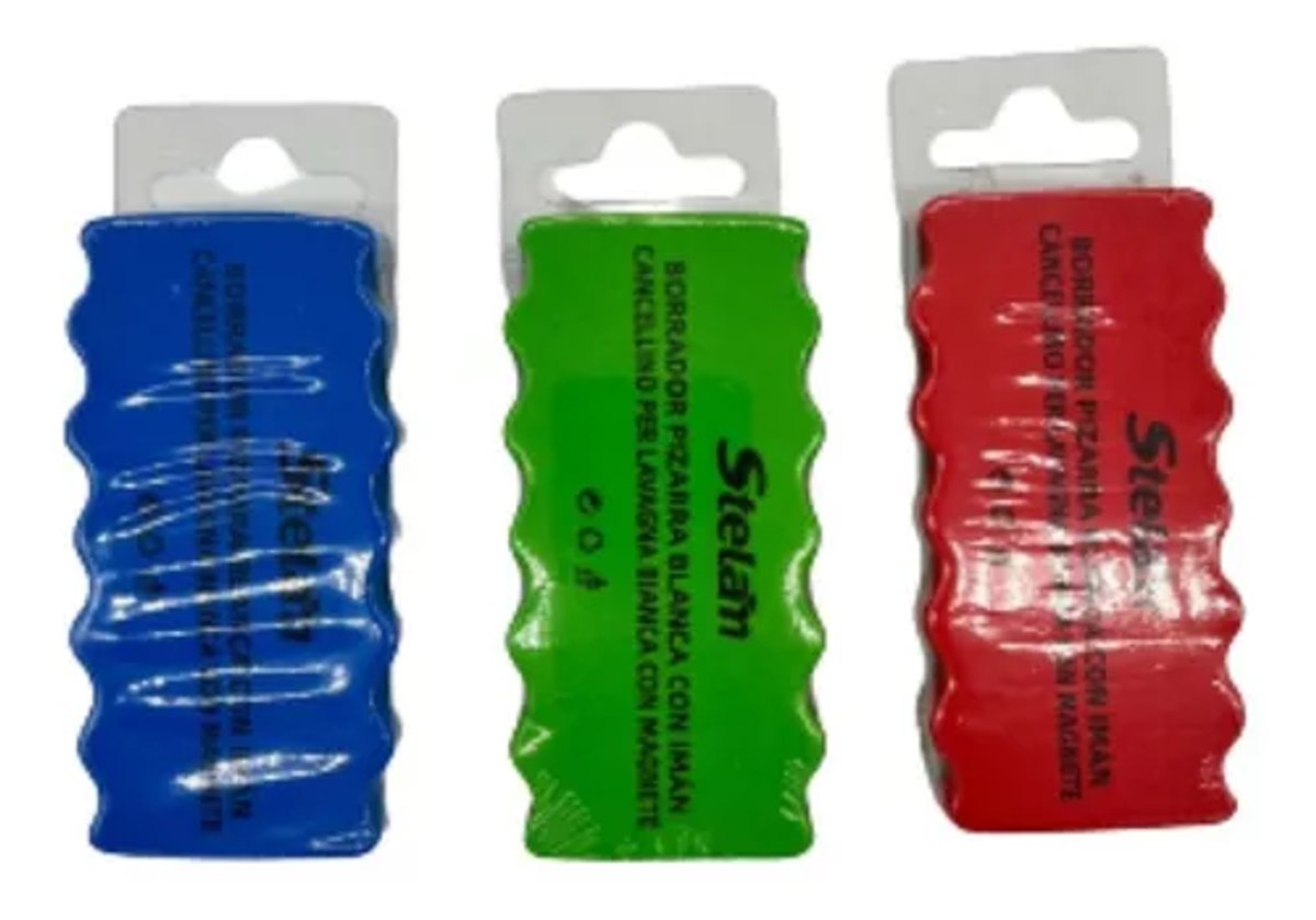 Borrador Stelan para pizarra blanca con goma magnética 