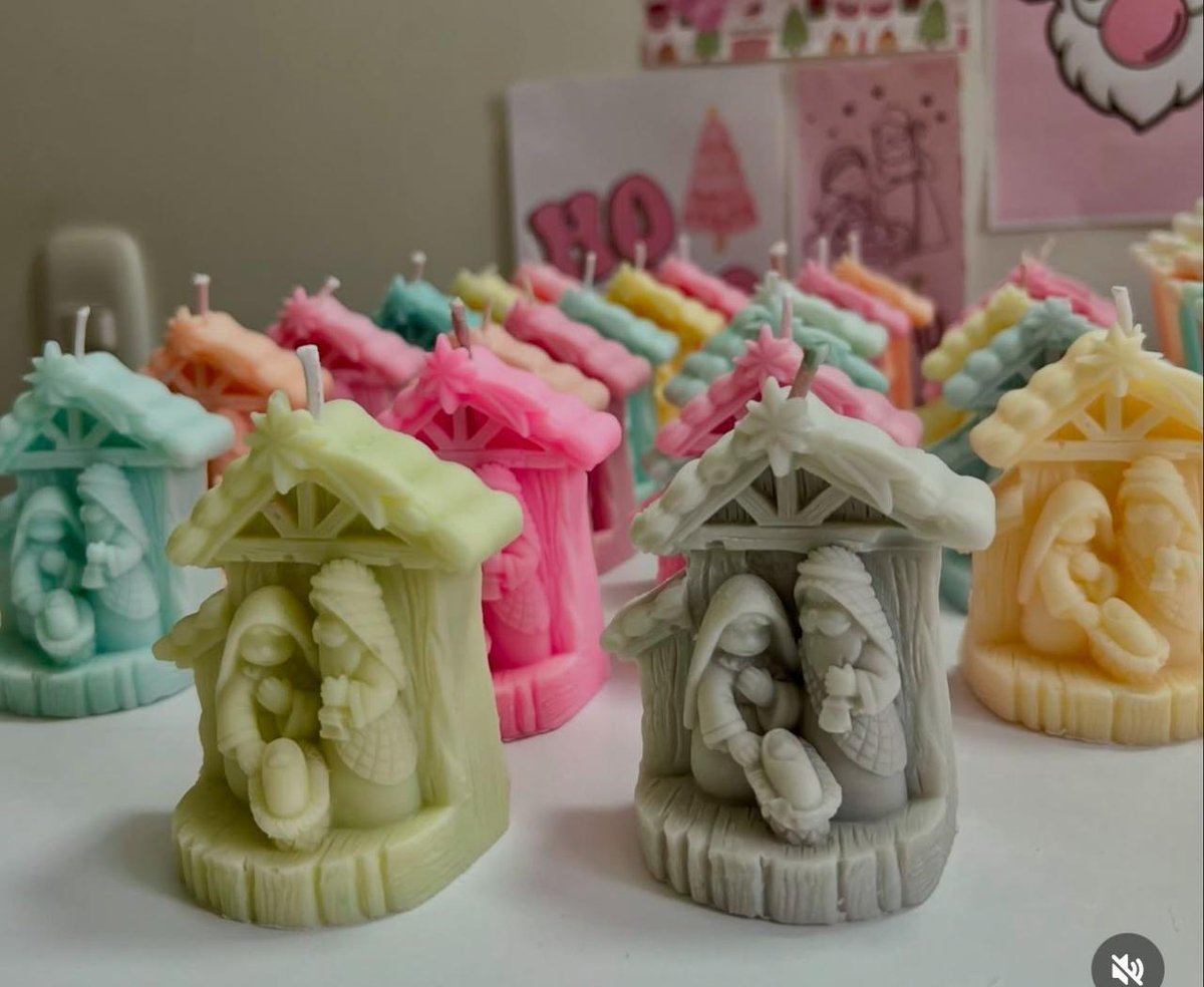 Vela diseño Sagrada Familia en establo