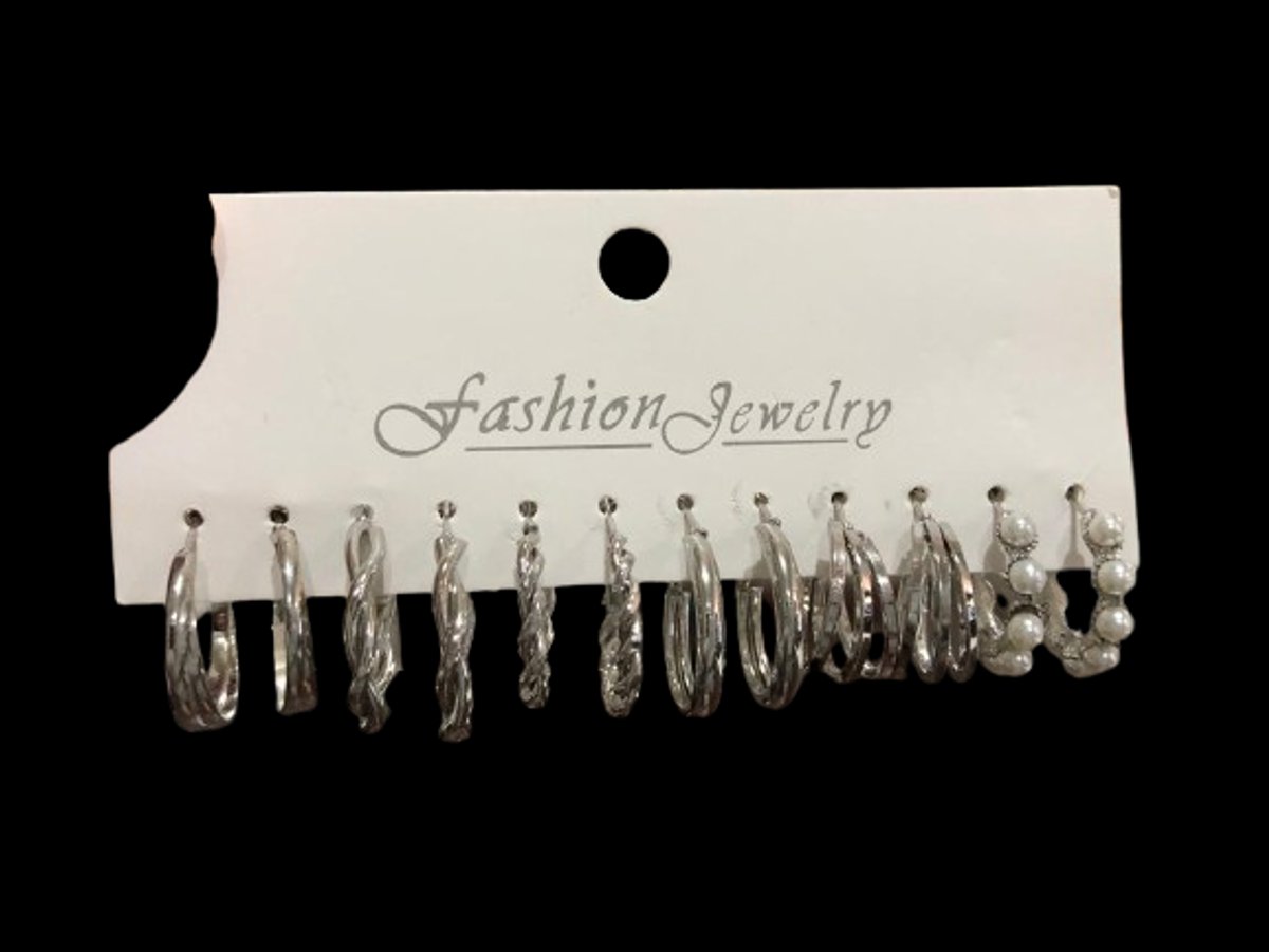 Set 1 de argollas plateadas medianas