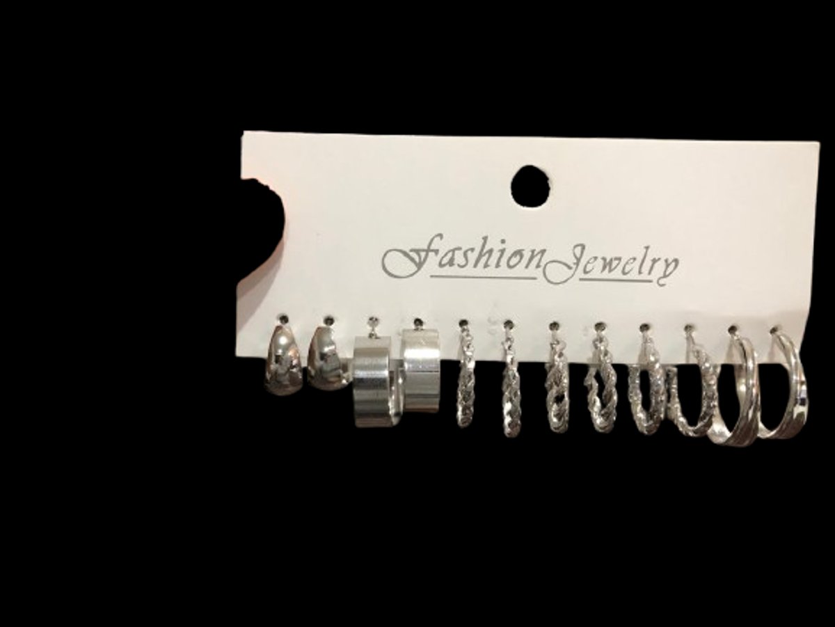 Set 2 de argollas plateadas medianas