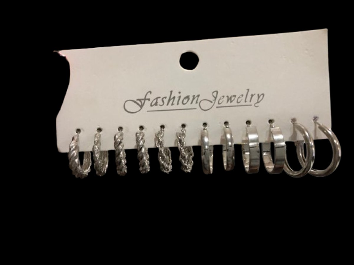 Set 3 de argollas plateadas medianas