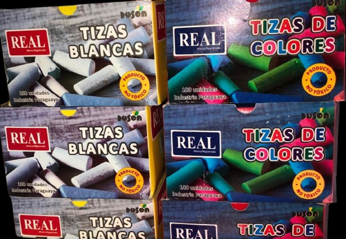 Tizas Duson blancas y de colores (caja de 100unidades)