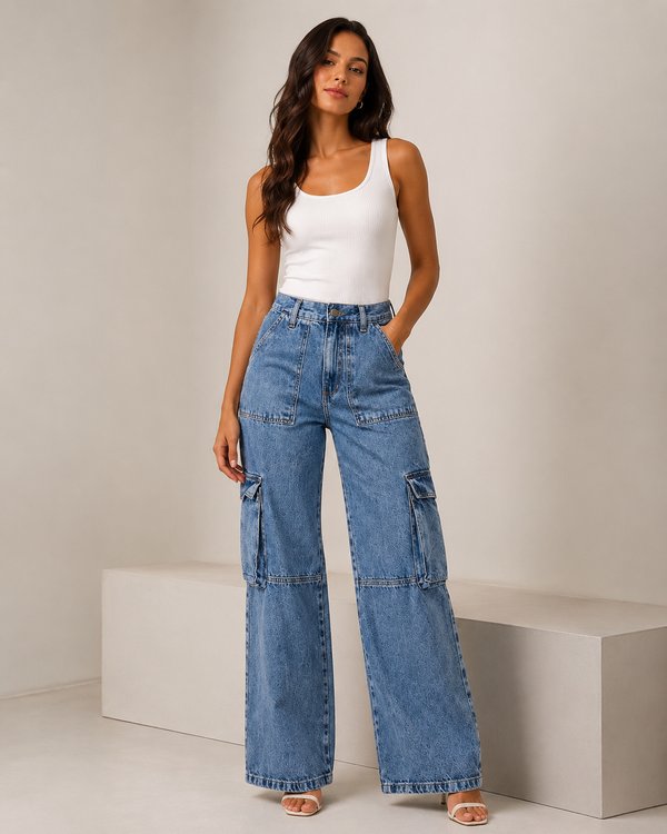 WIDE LEG CARPINTERO AZUL 