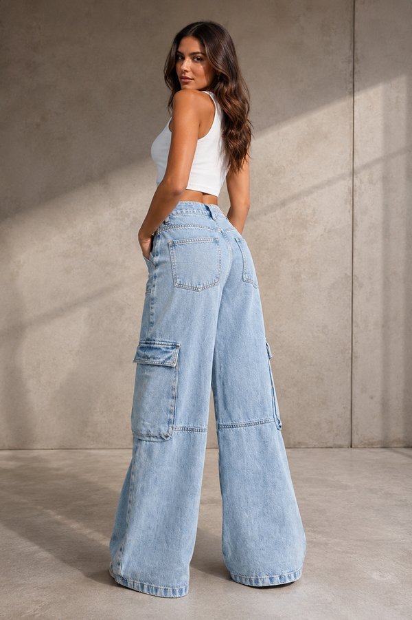 WIDE LEG CARPINTERO CELESTE